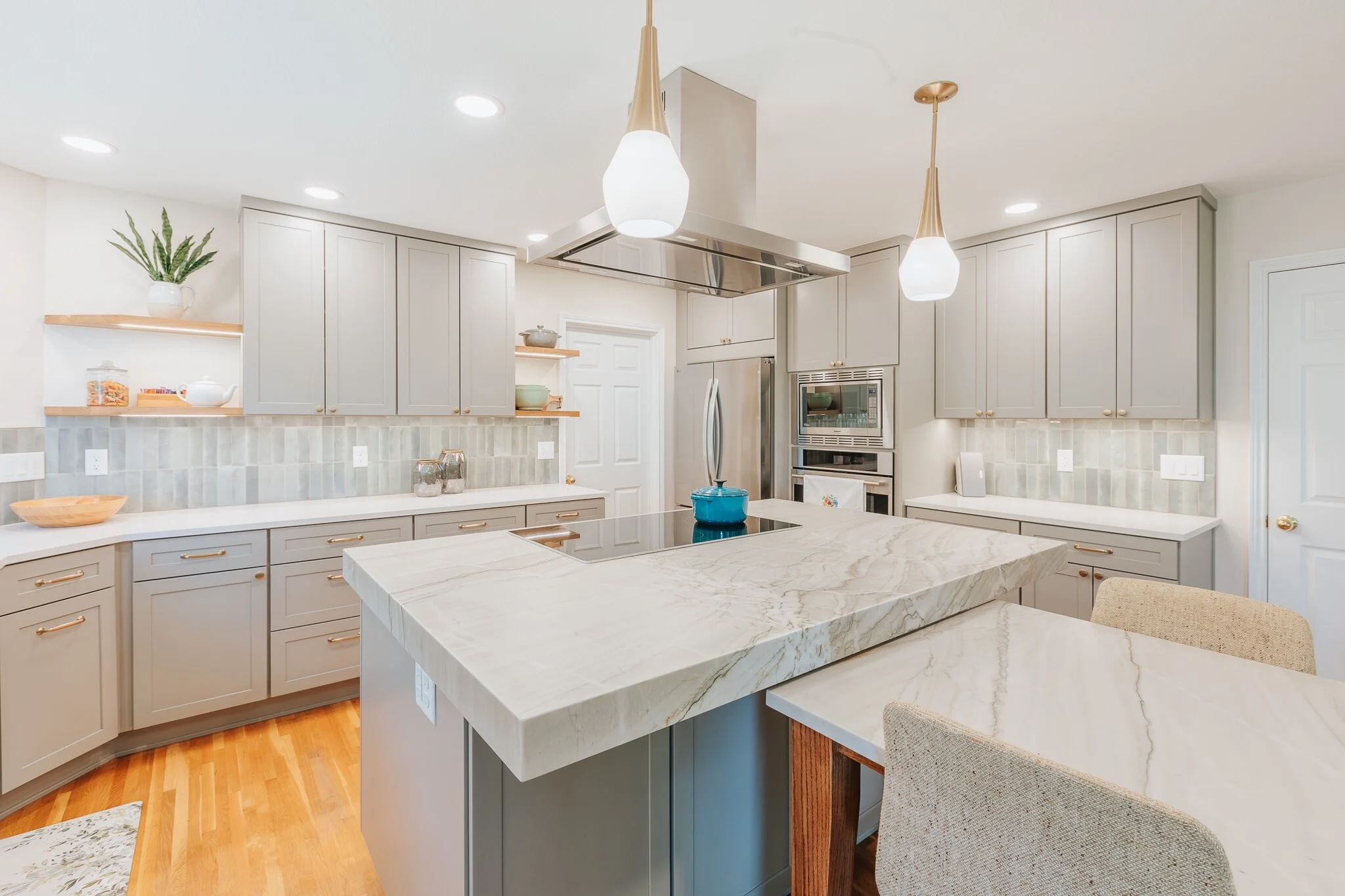 Gray Cabinet Marble Island Kitchen - Owings Mills, MD
