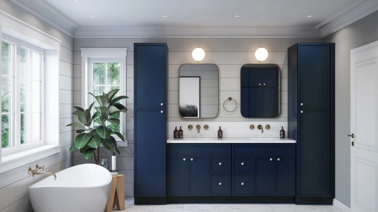 Navy Blue Double Vanity Bath - Catonsville, MD