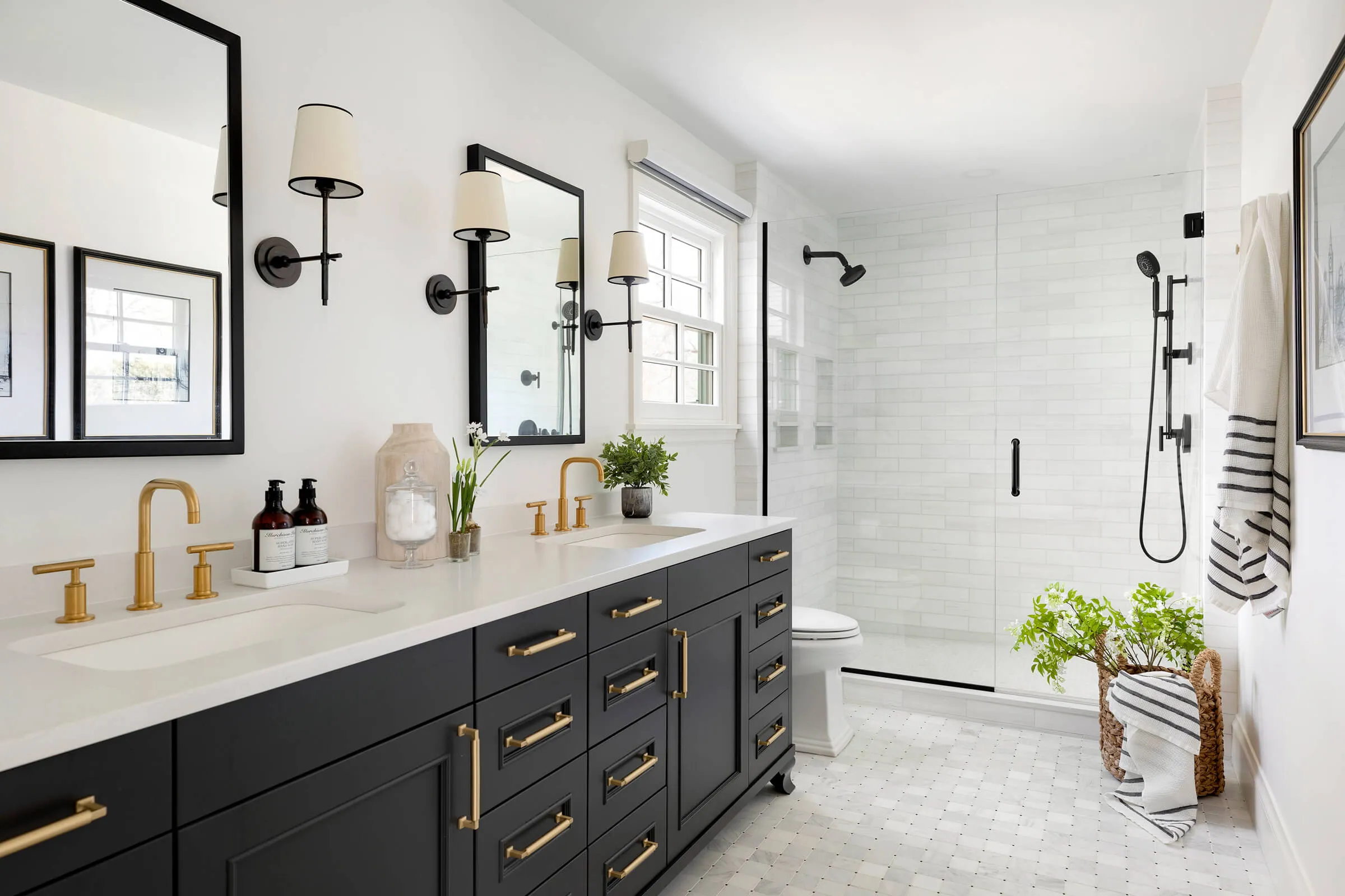Black & Brass Master Bath - Ellicott City, MD